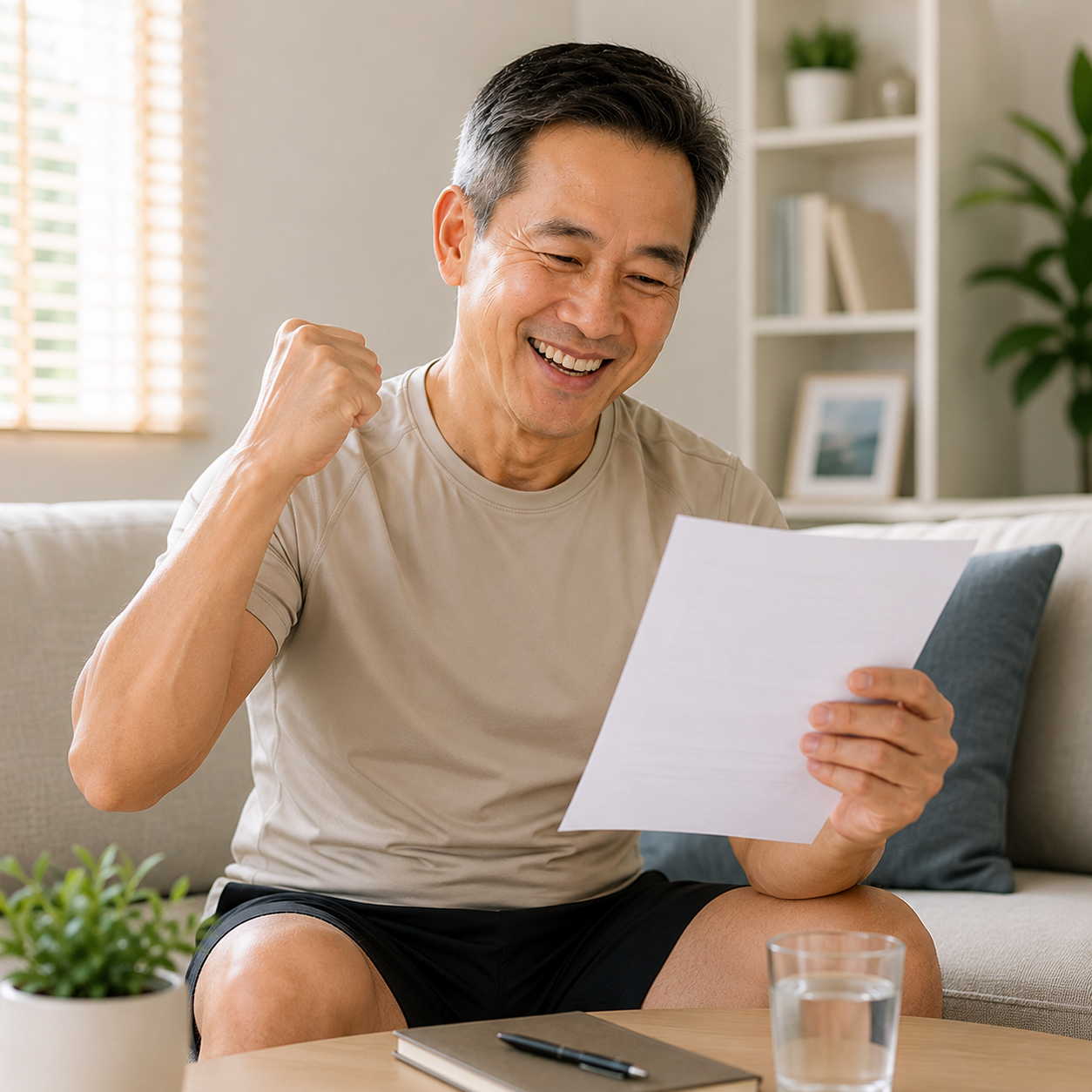 Man smiling after a workout